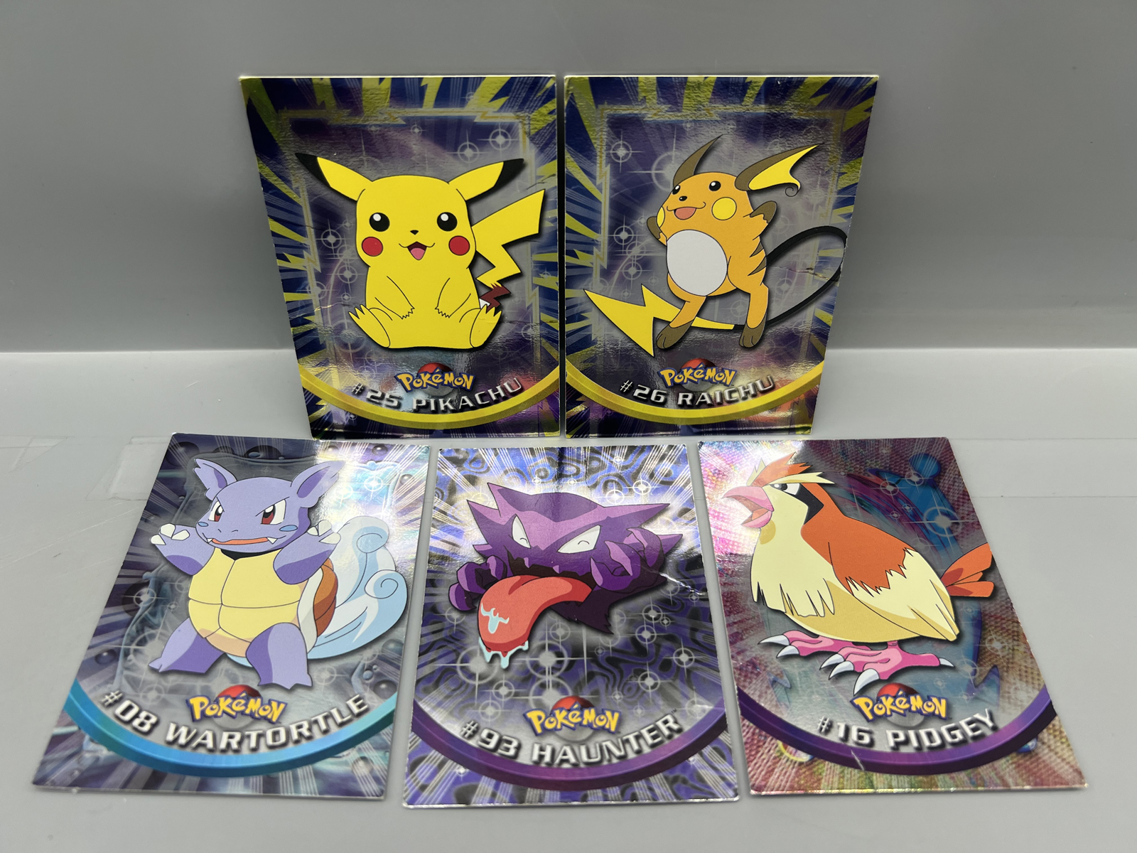 Lot of (5) 1999 Topps Pokemon TV 1st Print Blue Topps Logo Foil Trading Cards - Varying Conditions