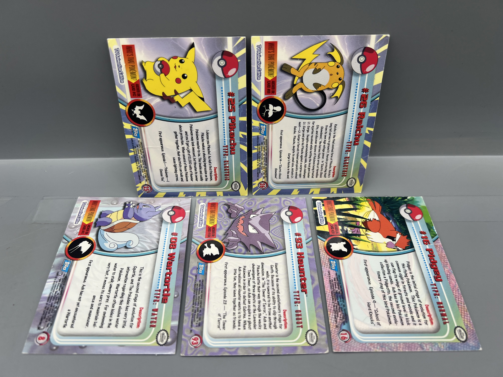 Lot of (5) 1999 Topps Pokemon TV 1st Print Blue Topps Logo Foil Trading Cards - Varying Conditions
