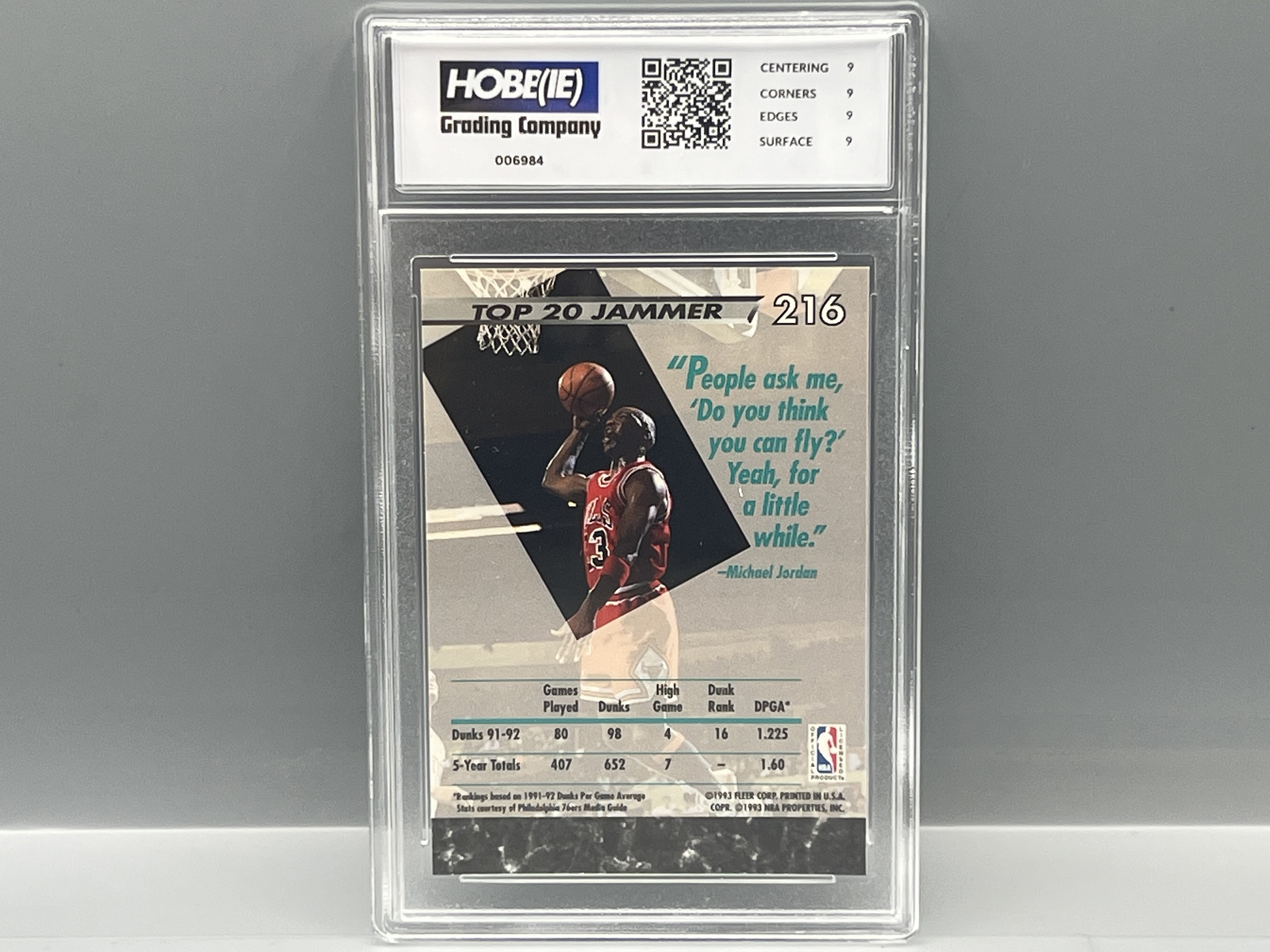 1992 Fleer Ultra Michael Jordan #216 - Slabbed By HGC Grading