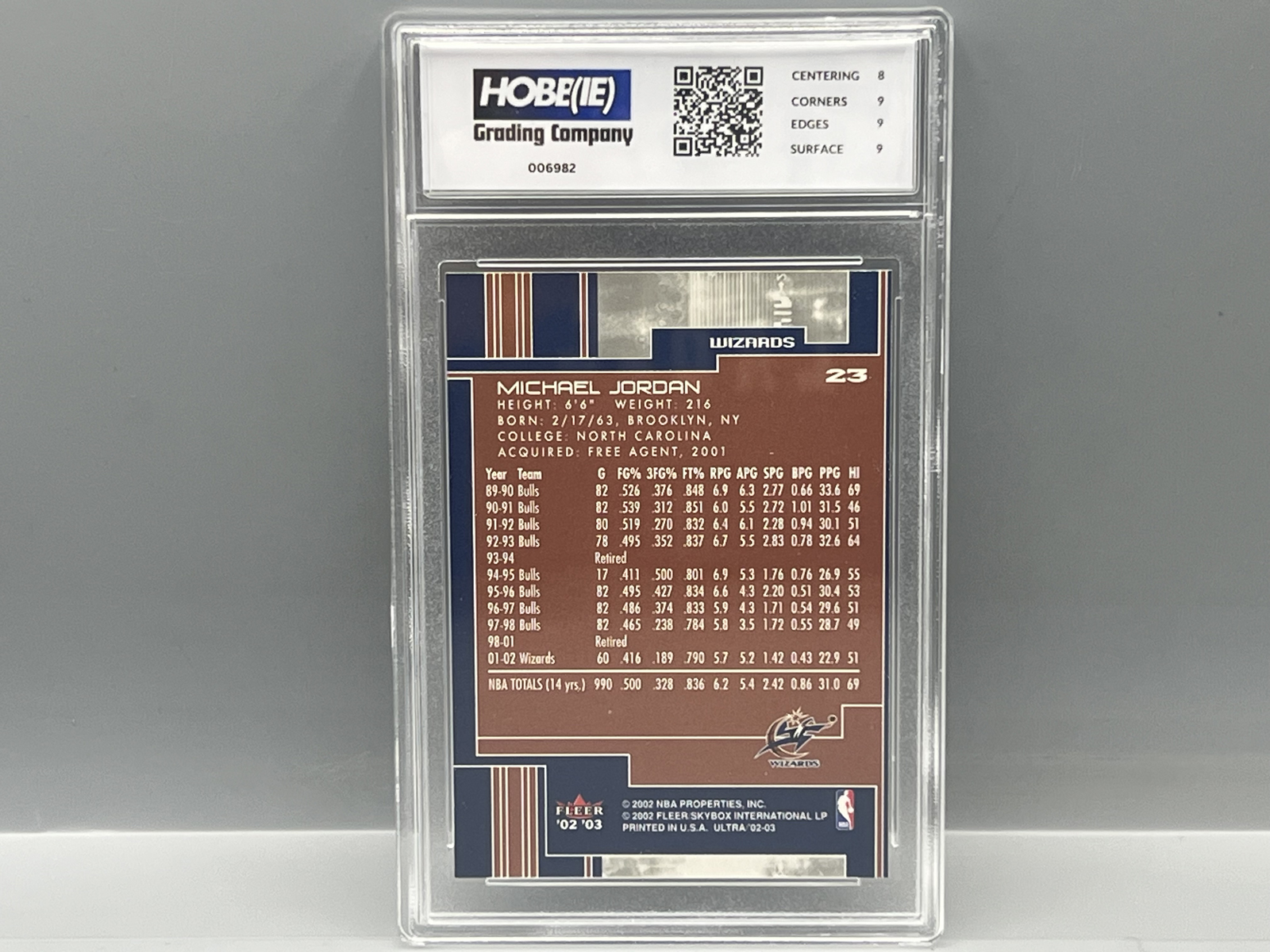 2002 Fleer Ultra Michael Jordan #23 - Slabbed By HGC Grading
