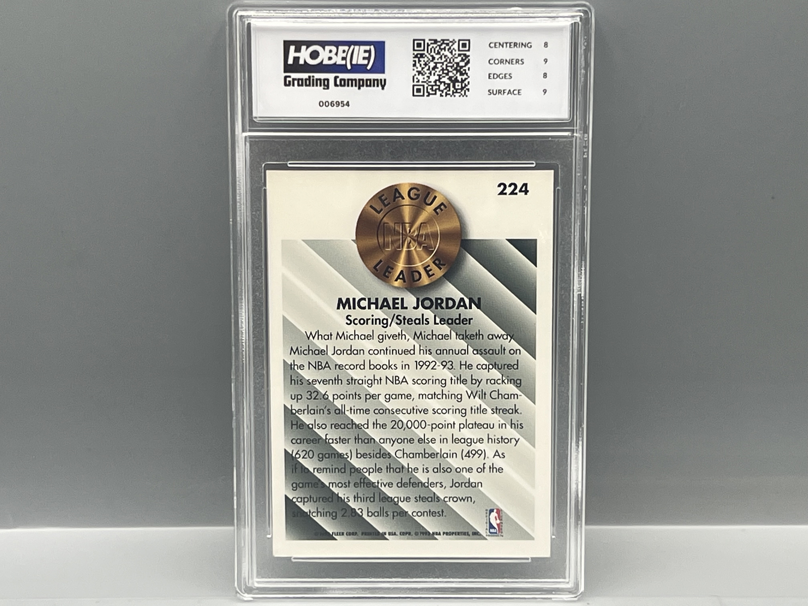 1993 Fleer Michael Jordan League Leaders #224 - Slabbed By HGC Grading