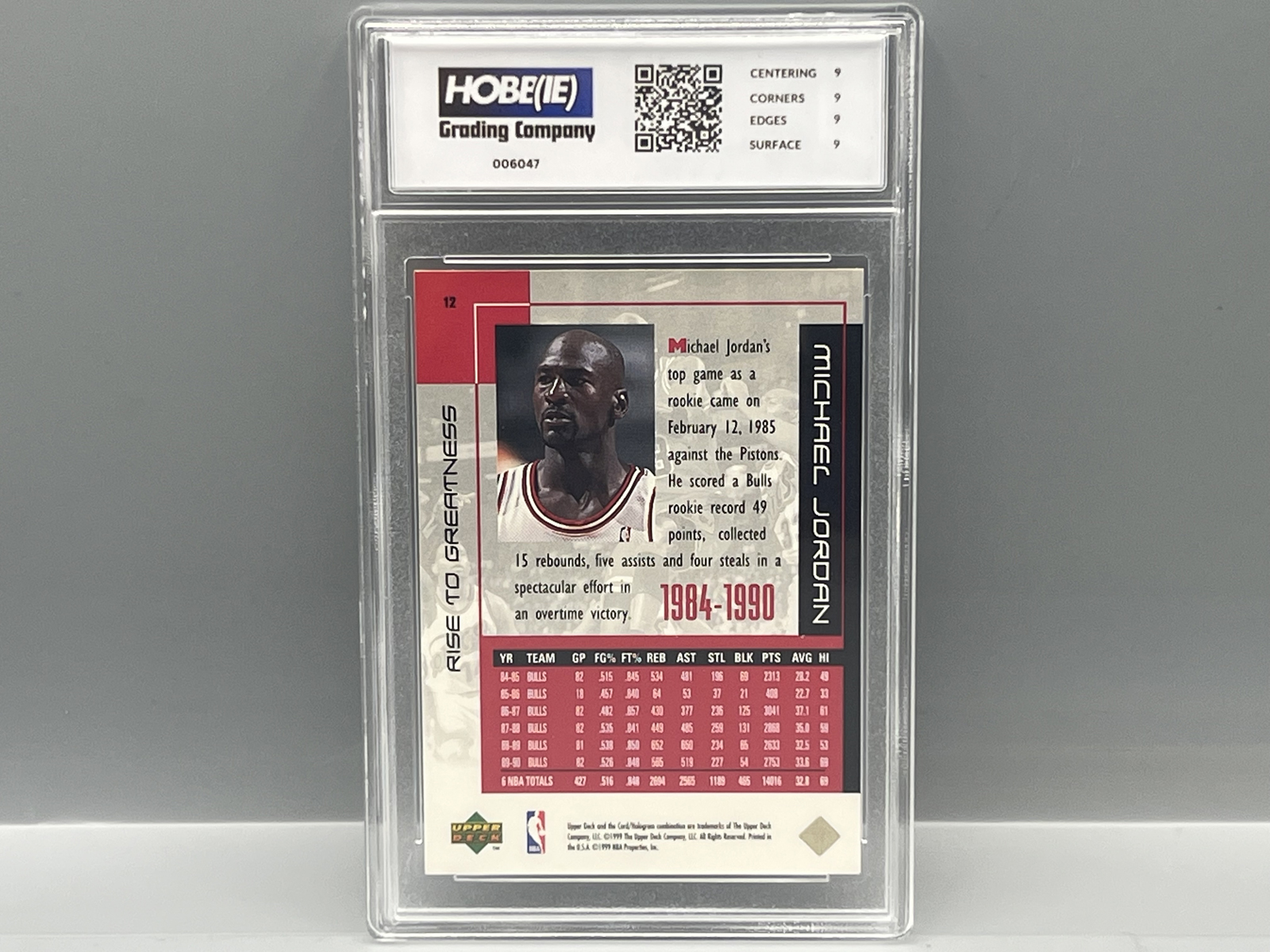 1999 Upper Deck MJ Career Collection Michael Jordan Rise To Greatness #12 - Slabbed By HGC Grading