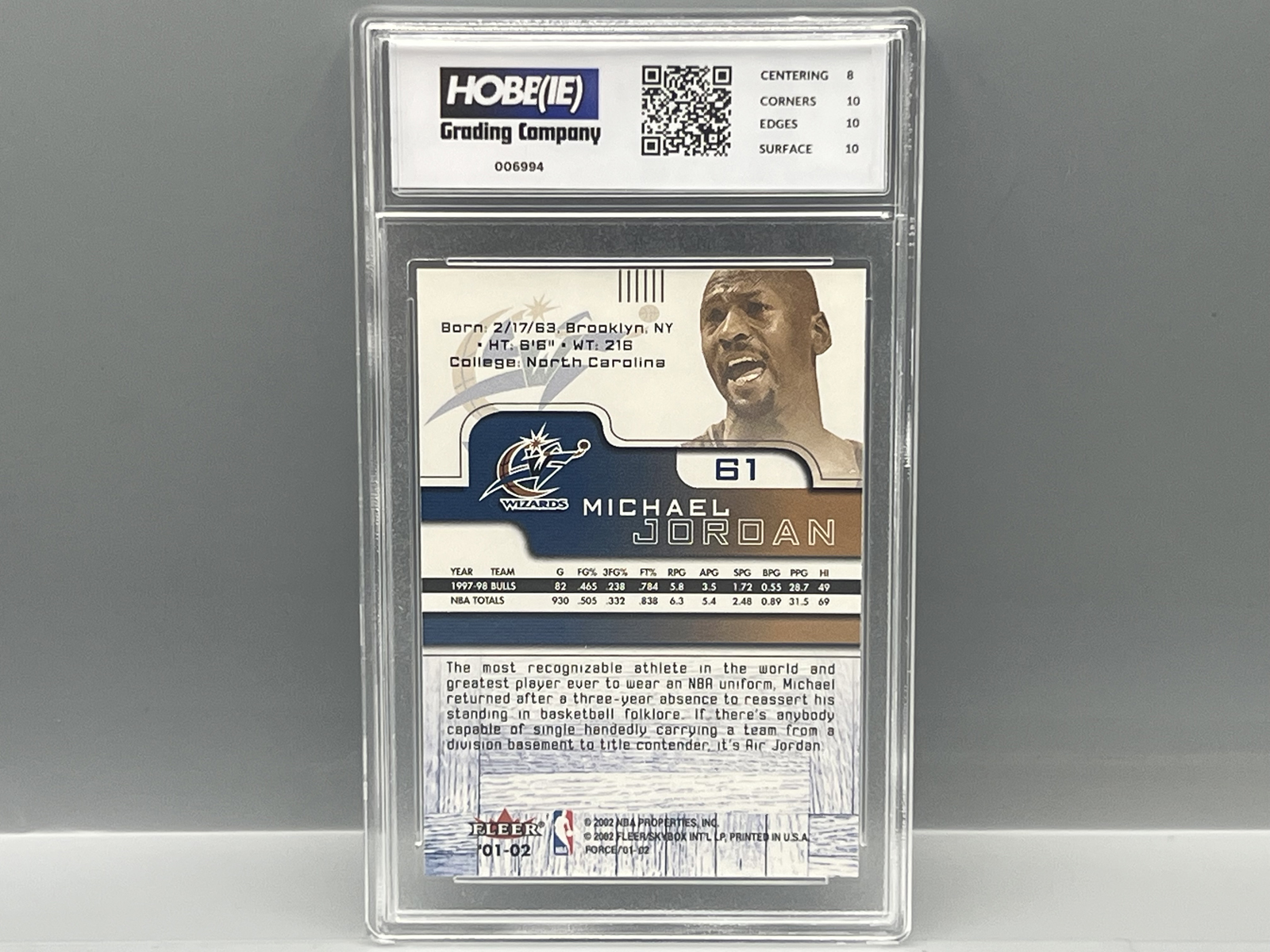 2001 Fleer Force Michael Jordan #61 - Slabbed By HGC Grading