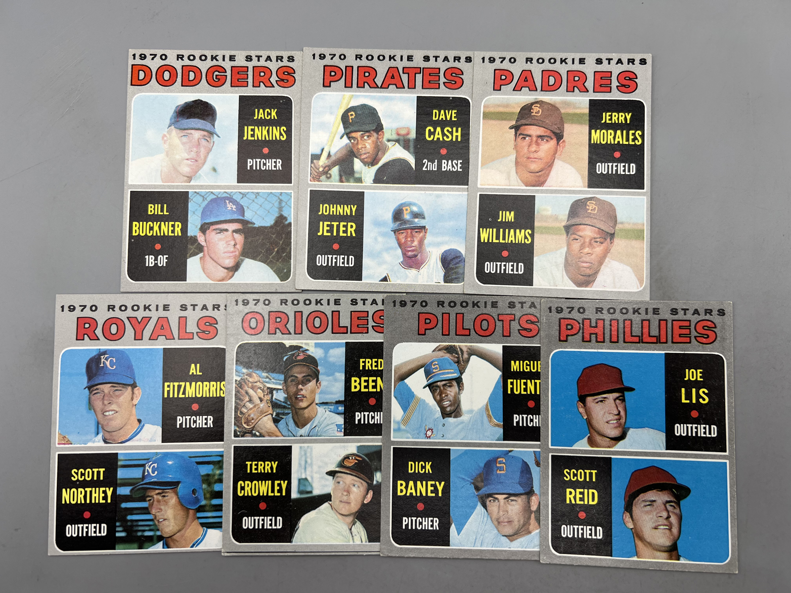 (7) 1970 Topps Baseball Rookie Cards W/ Bill Buckner RC - Varying Conditions