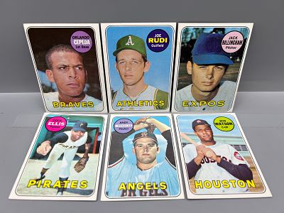 (6) 1969 Topps Baseball Cards W/ Orlando Cepeda - Varying Conditions