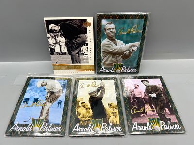 (5) Assorted Golf Legends Trading Cards - Arnold Palmer Metal Cards & Jack Nicklaus