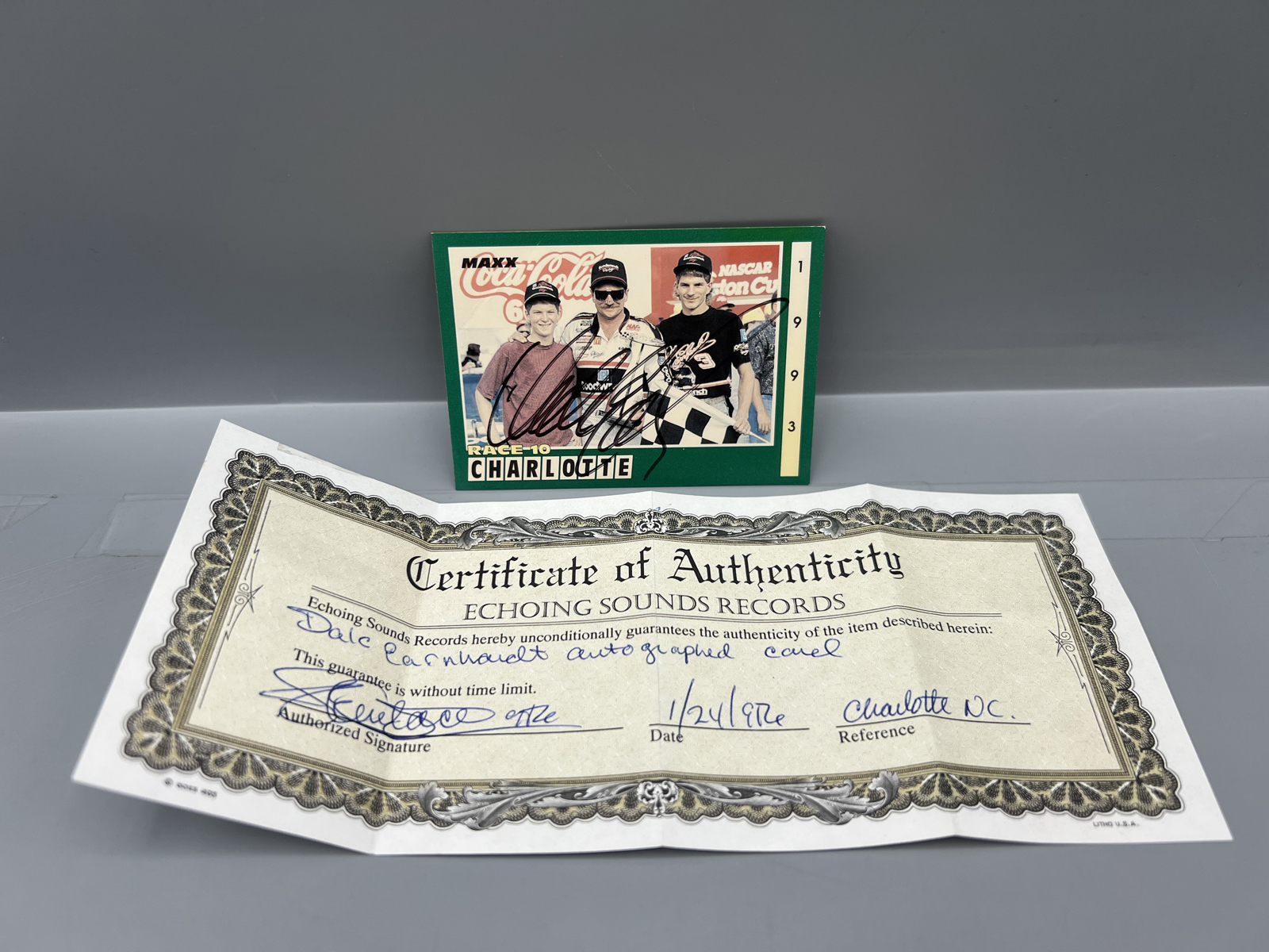 1993 Maxx Racing Dale Earnhardt In Person Auto - Includes a COA from a company unfamiliar to the seller. Authentication has not been indepen