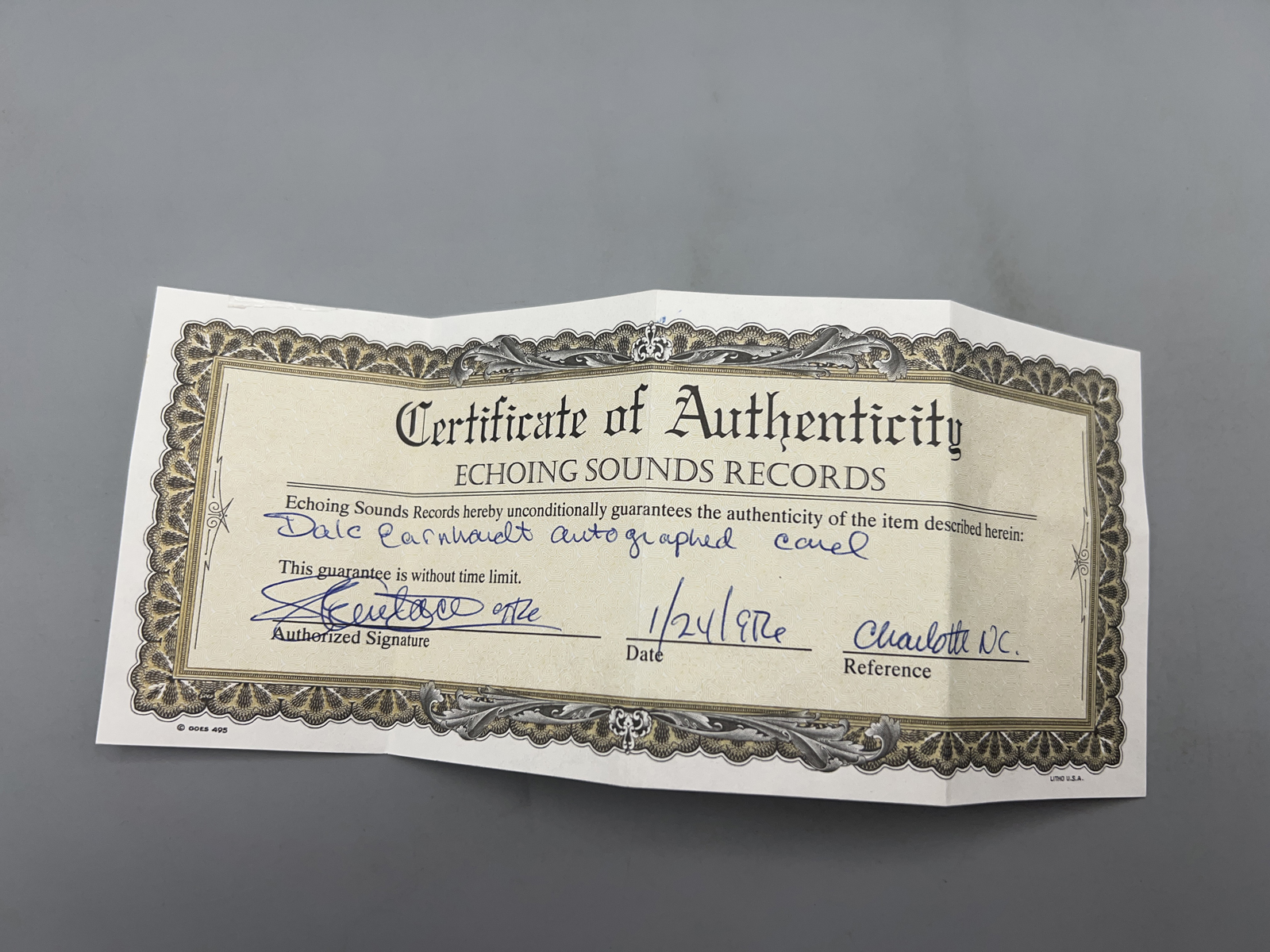 1993 Maxx Racing Dale Earnhardt In Person Auto - Includes a COA from a company unfamiliar to the seller. Authentication has not been indepen