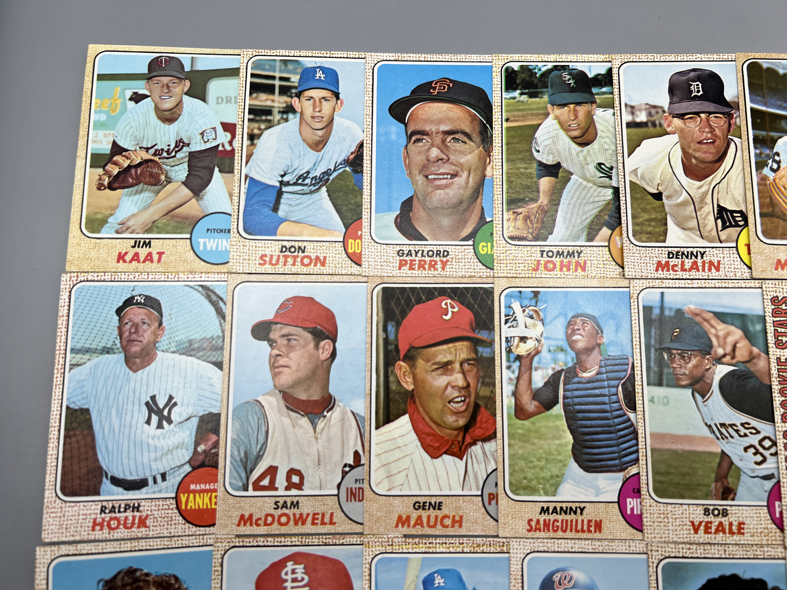 (21) 1968 Topps Baseball Cards W/ Stars - Varying Conditions