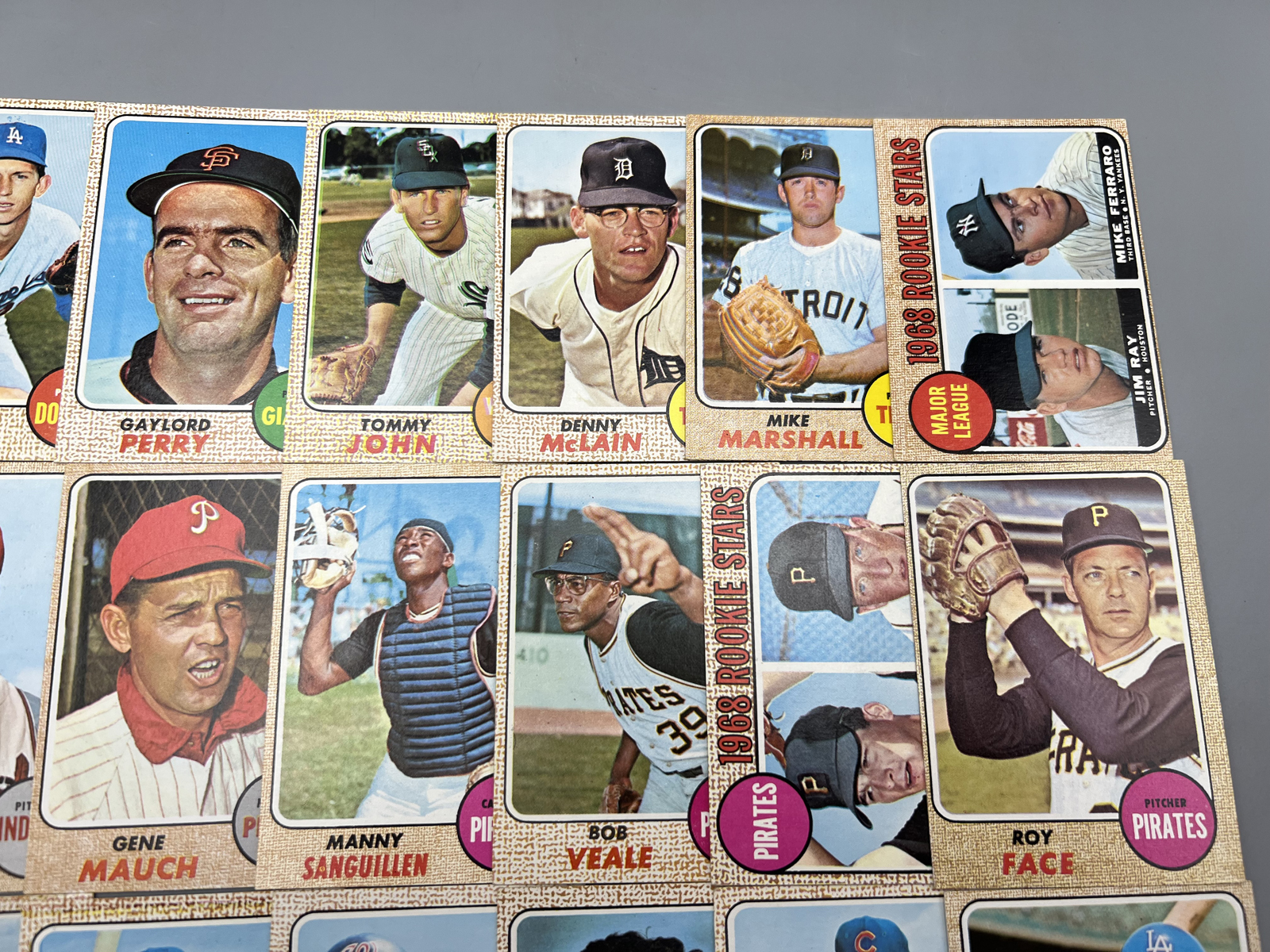 (21) 1968 Topps Baseball Cards W/ Stars - Varying Conditions