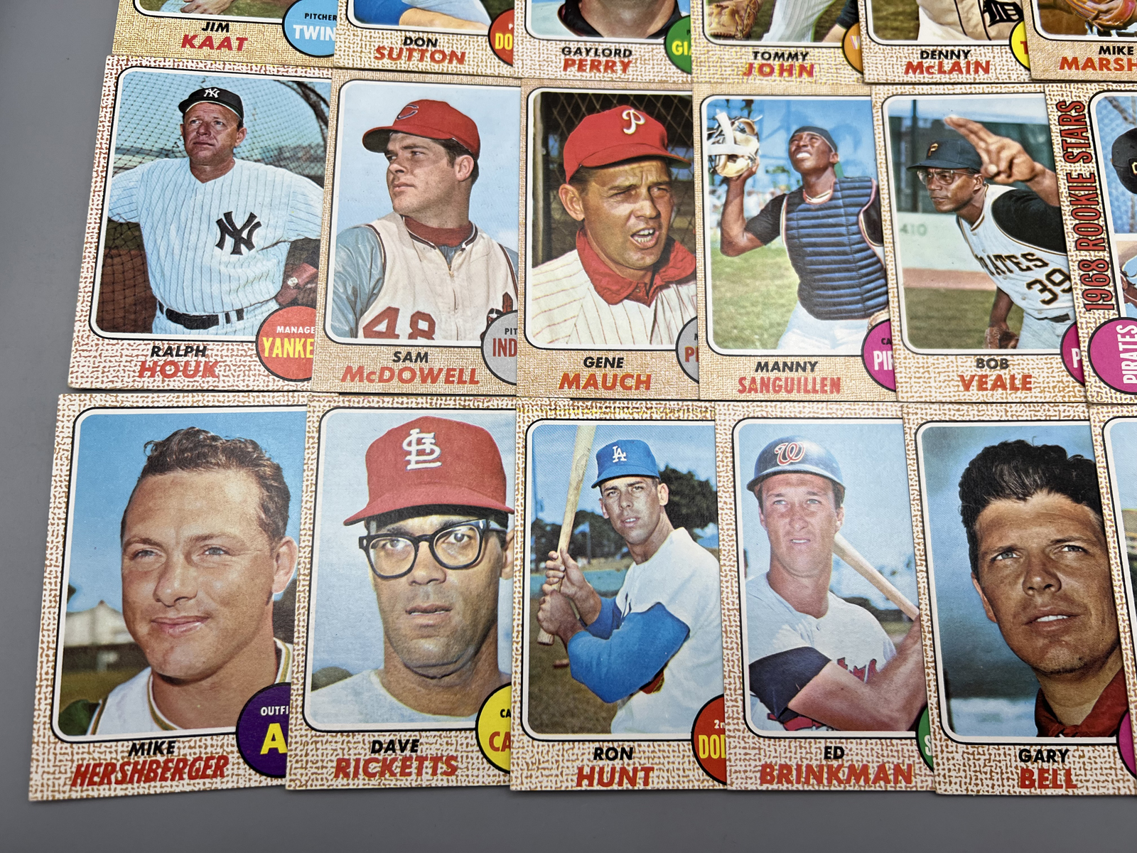 (21) 1968 Topps Baseball Cards W/ Stars - Varying Conditions