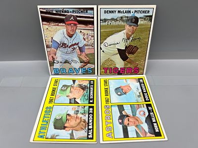 (4) 1967 Topps Star Player Baseball Cards - Phil Niekro, Sal Bando RC, Denny McLain - Varying 