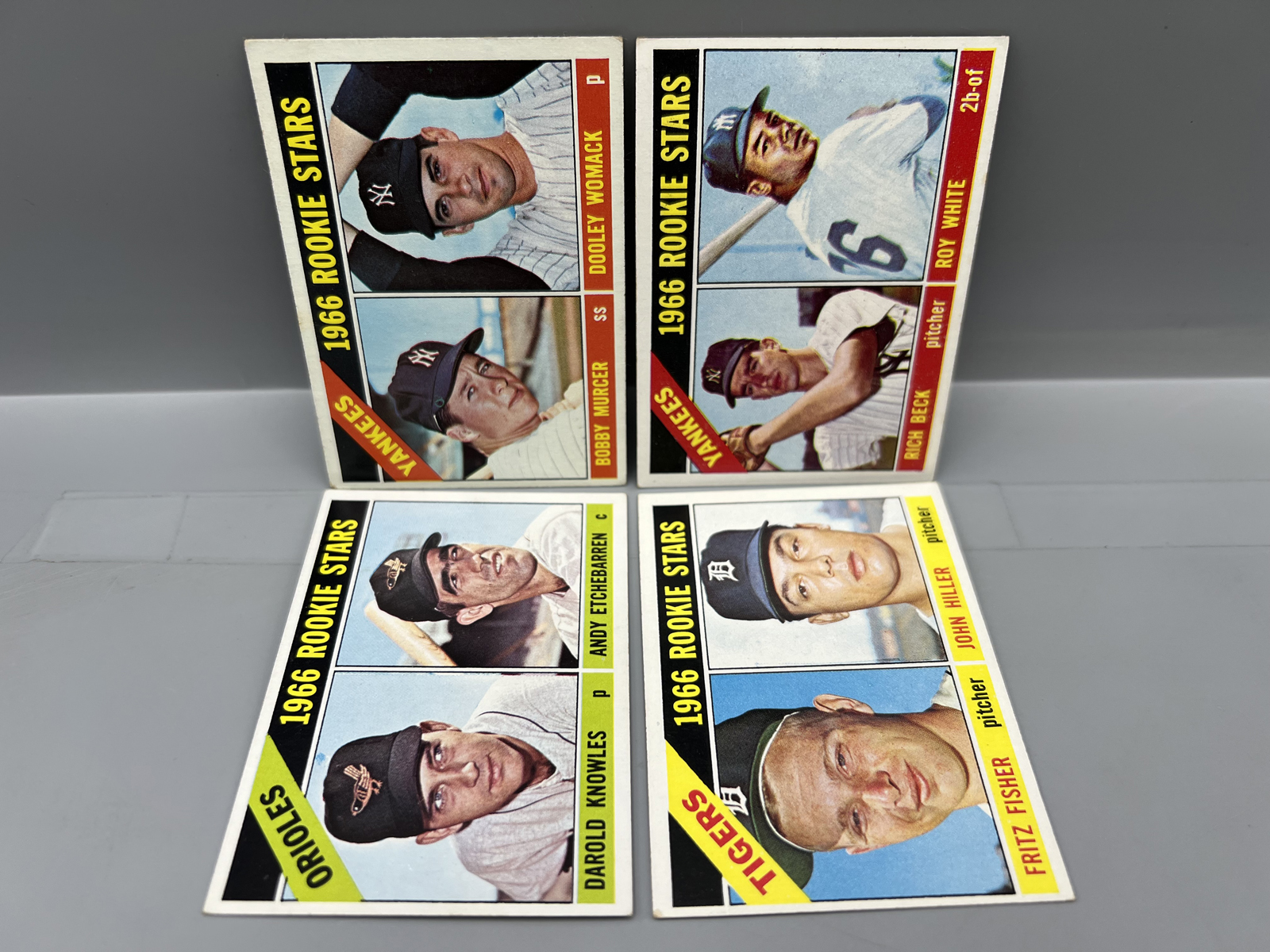 (4) 1966 Topps Baseball Rookie Cards W/ Bobby Murcer RC - Varying Conditions