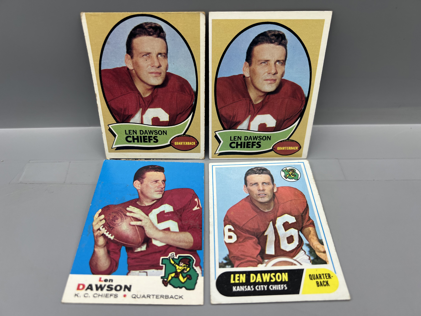 (4) 1968-70 Topps Len Dawson Football Cards - Varying Conditions