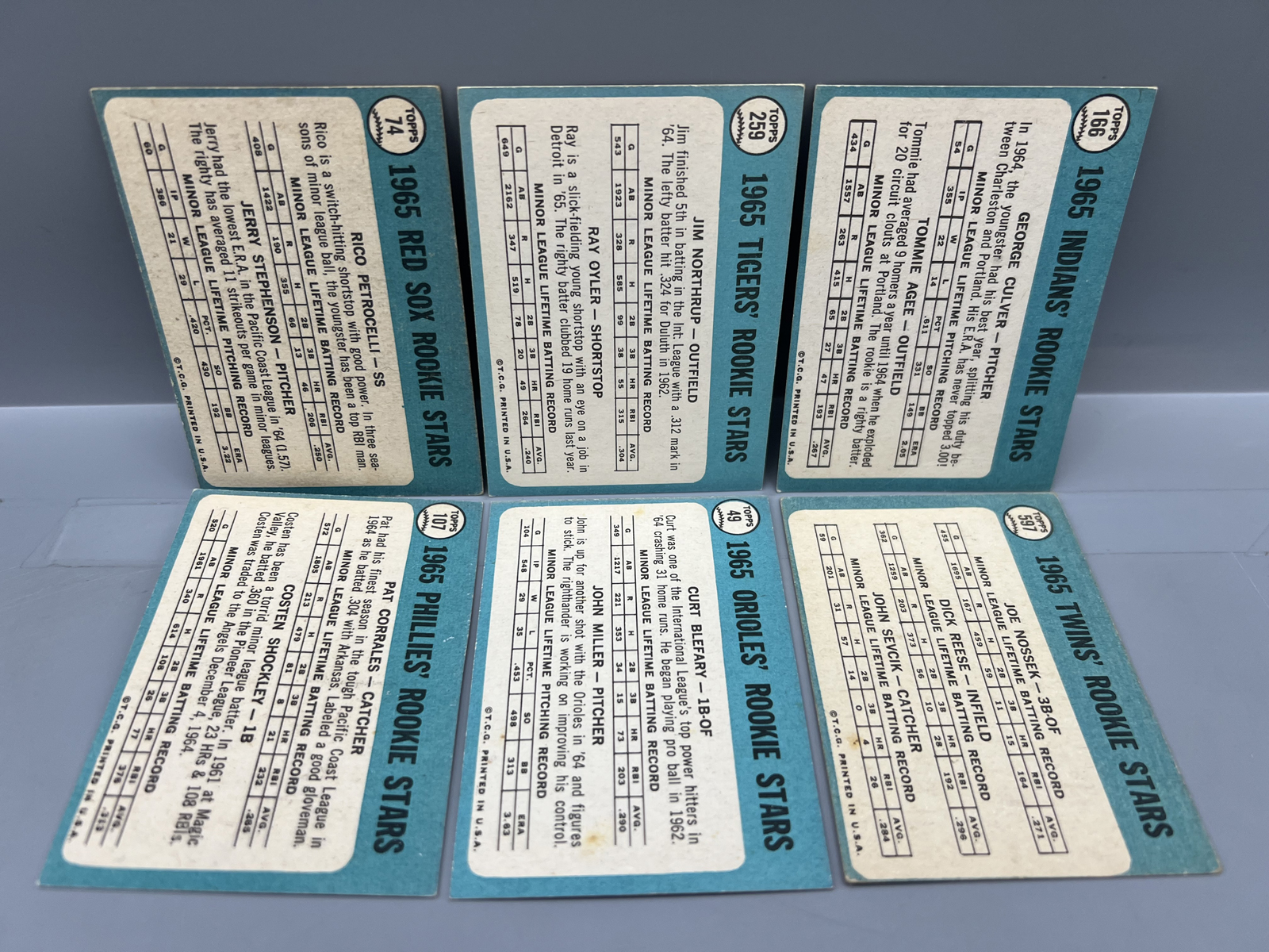 (6) 1965 Topps Baseball Rookie Cards - Varying Conditions
