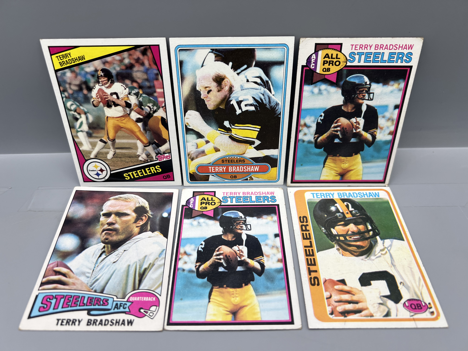 (6) 1970s & 80s Terry Bradshaw Vintage Football Cards - Varying Conditions
