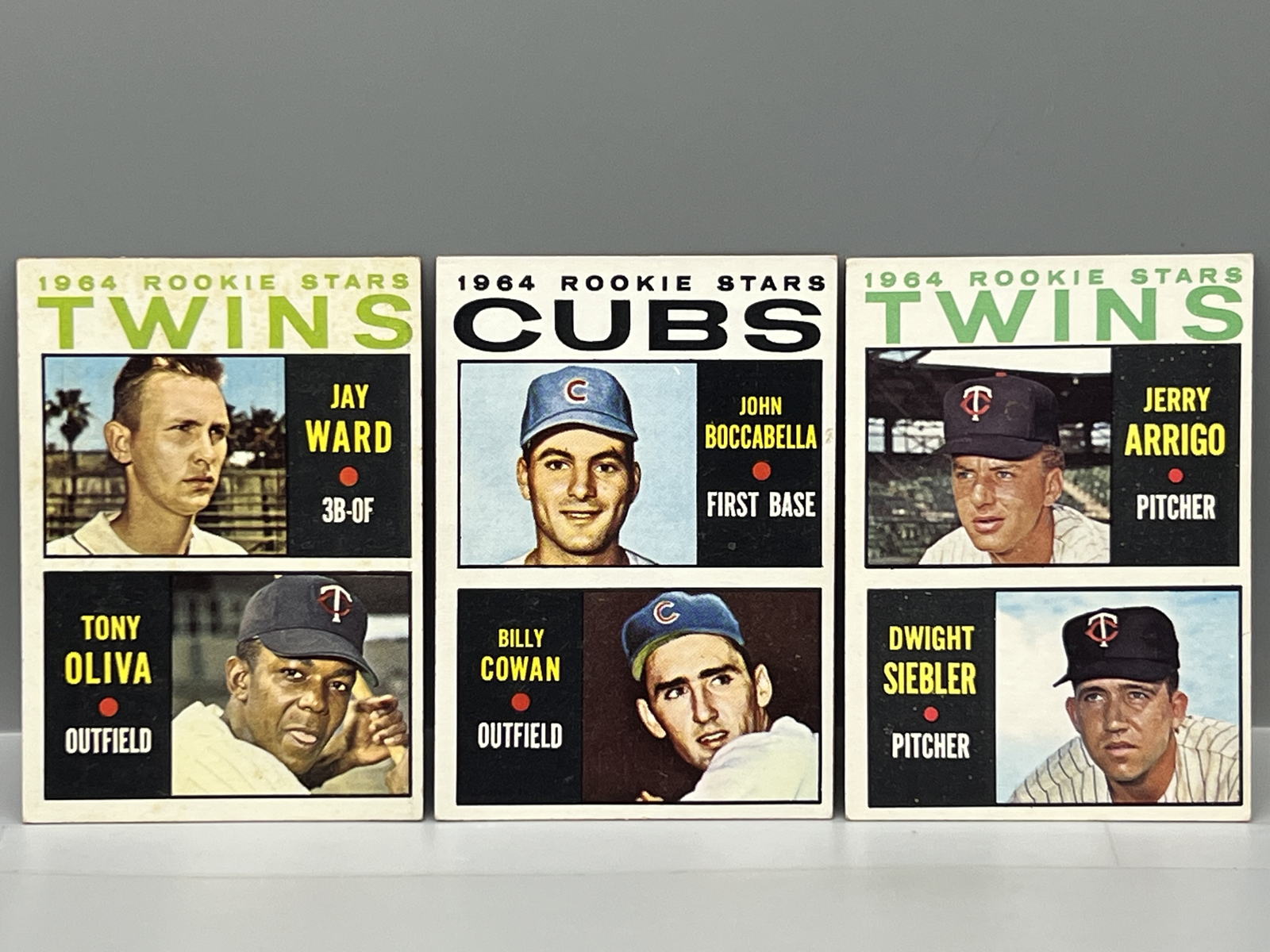 1964 Topps Tony Oliva 2nd Year #116, Billy Cowan RC #192, & Jerry Arrigo RC #516