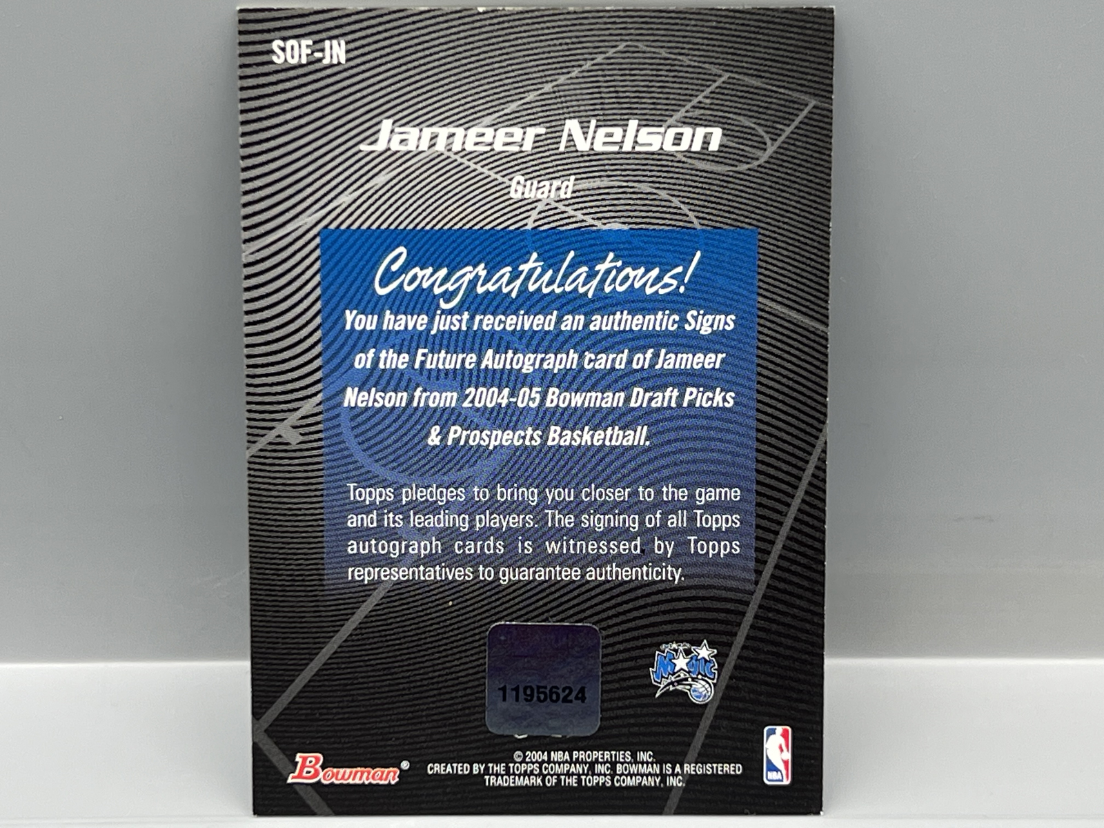 2004-05 Bowman Jameer Nelson Signs of The Future Rookie Auto #SOF-JN