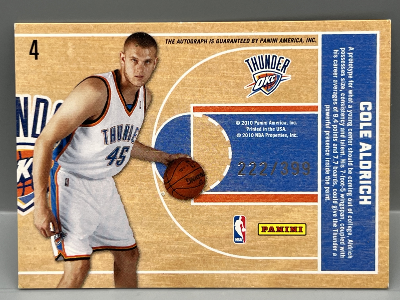 2010-11 Panini Threads Cole Aldrich On Card Wood RC Auto #399