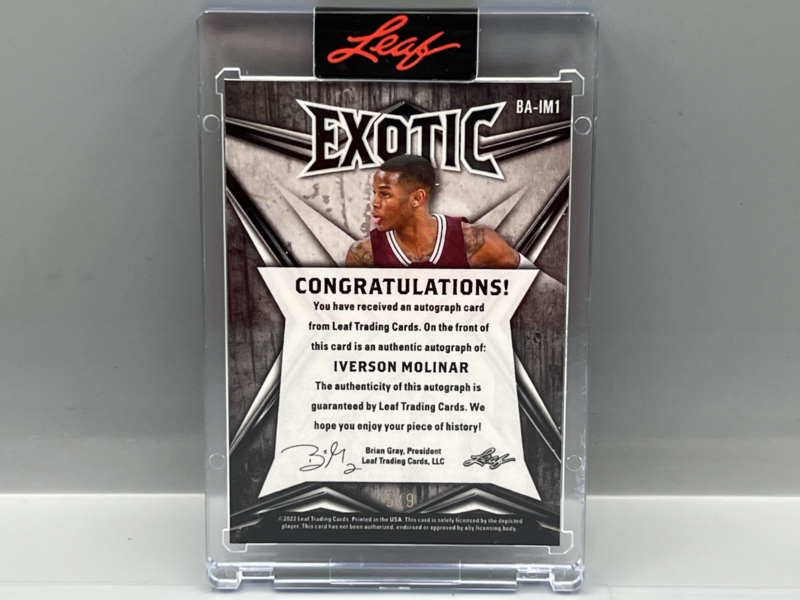 2022 Leaf Exotic Iverson Molinar RC Auto #/9 - Sealed From Leaf