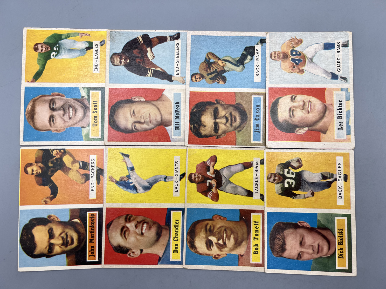 (8) 1957 Topps Football Cards - Varying Conditions