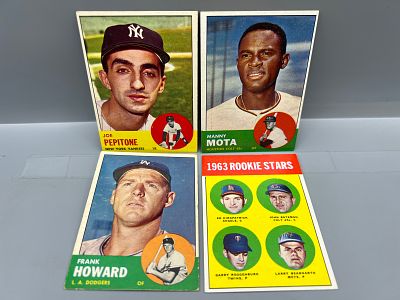 (4) 1963 Topps Baseball Cards - Varying Conditions