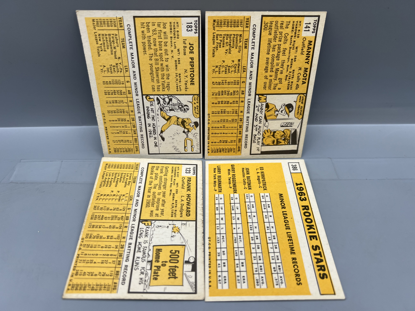 (4) 1963 Topps Baseball Cards - Varying Conditions
