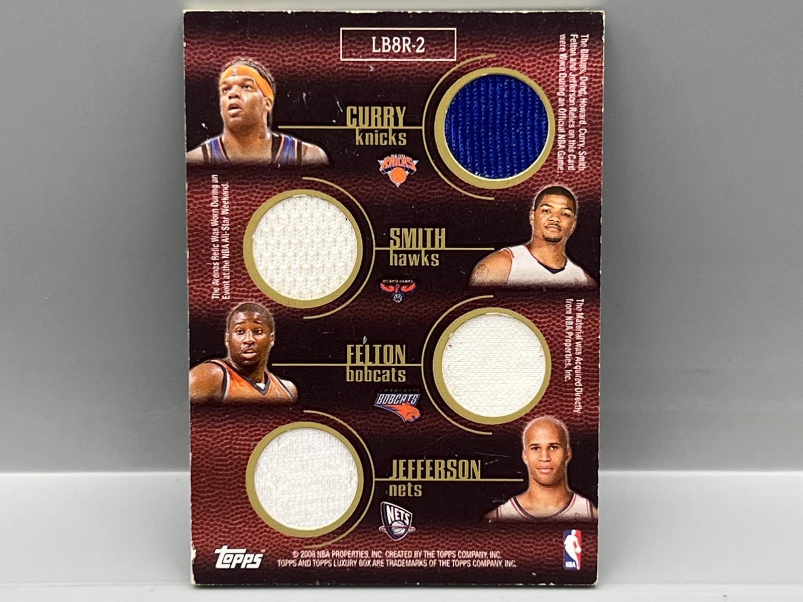 2009 Topps Luxury Box Billups/Arenas/Deng/Howard/Curry/Smith/Felton/Jefferson 8 Piece Double Sided Relic #/10