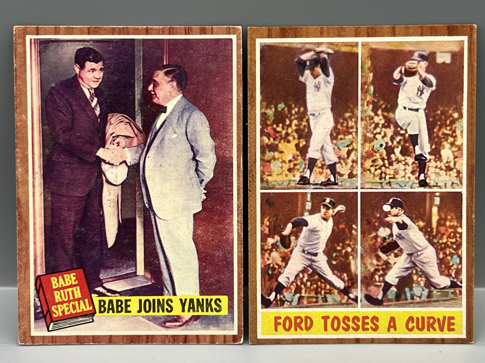 1962 Topps Babe Ruth Joins Yanks #136 & Whitey Ford Tosses A Curve #315