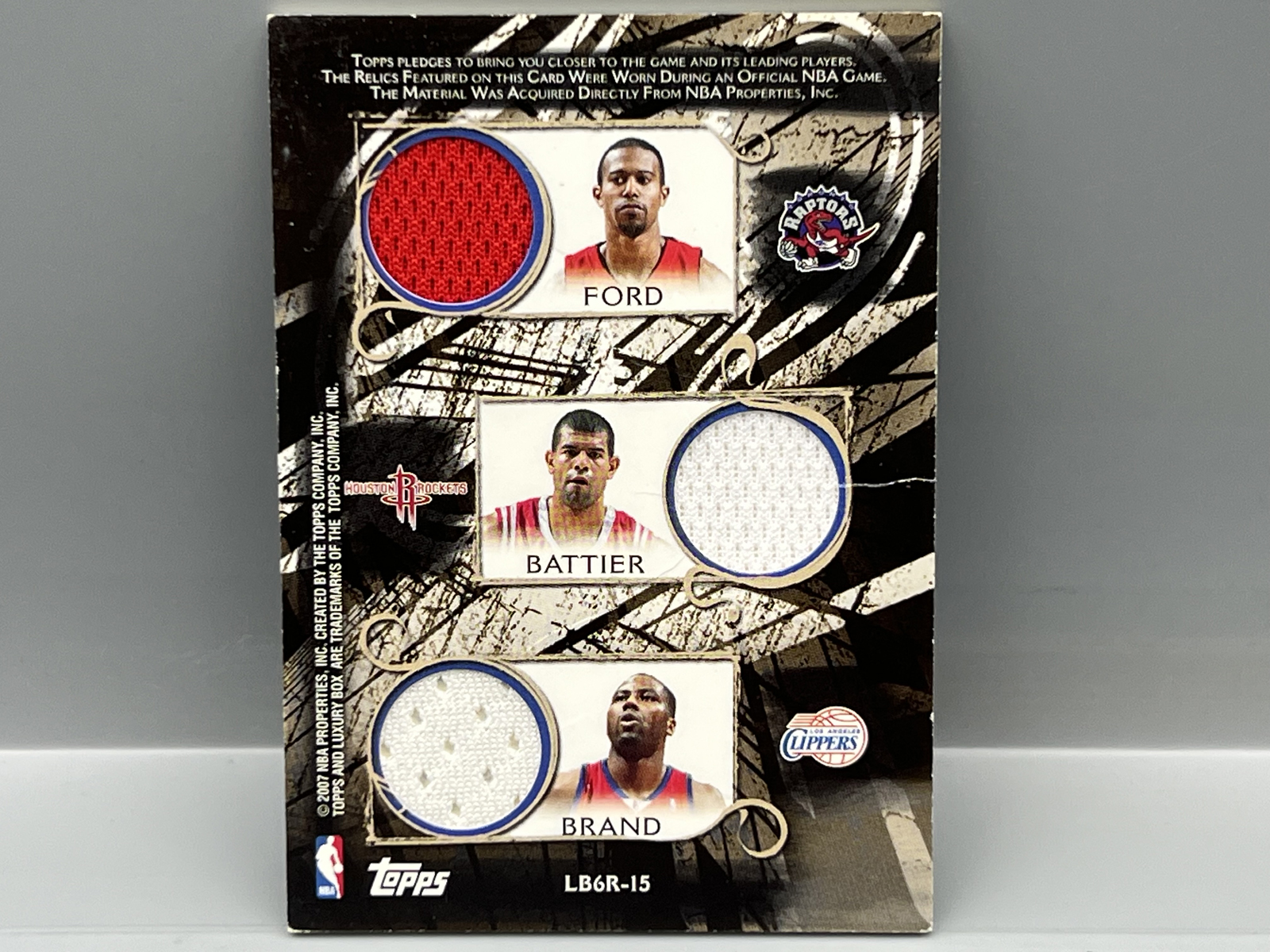 2006-07 Topps Luxury Box Redick/Bogut/Nelson/Ford/Battier/Brand 6 Piece Double Sided Game Used Relic #/149
