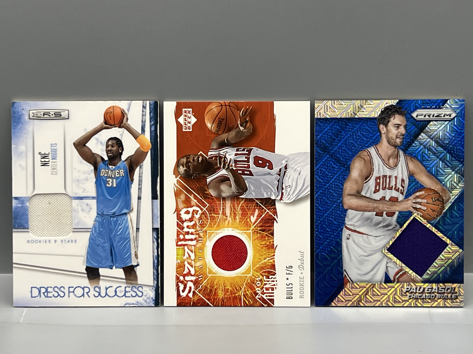 (3) Basketball Star Player Relic Cards - Nene, Luol Deng, Pau Gasol