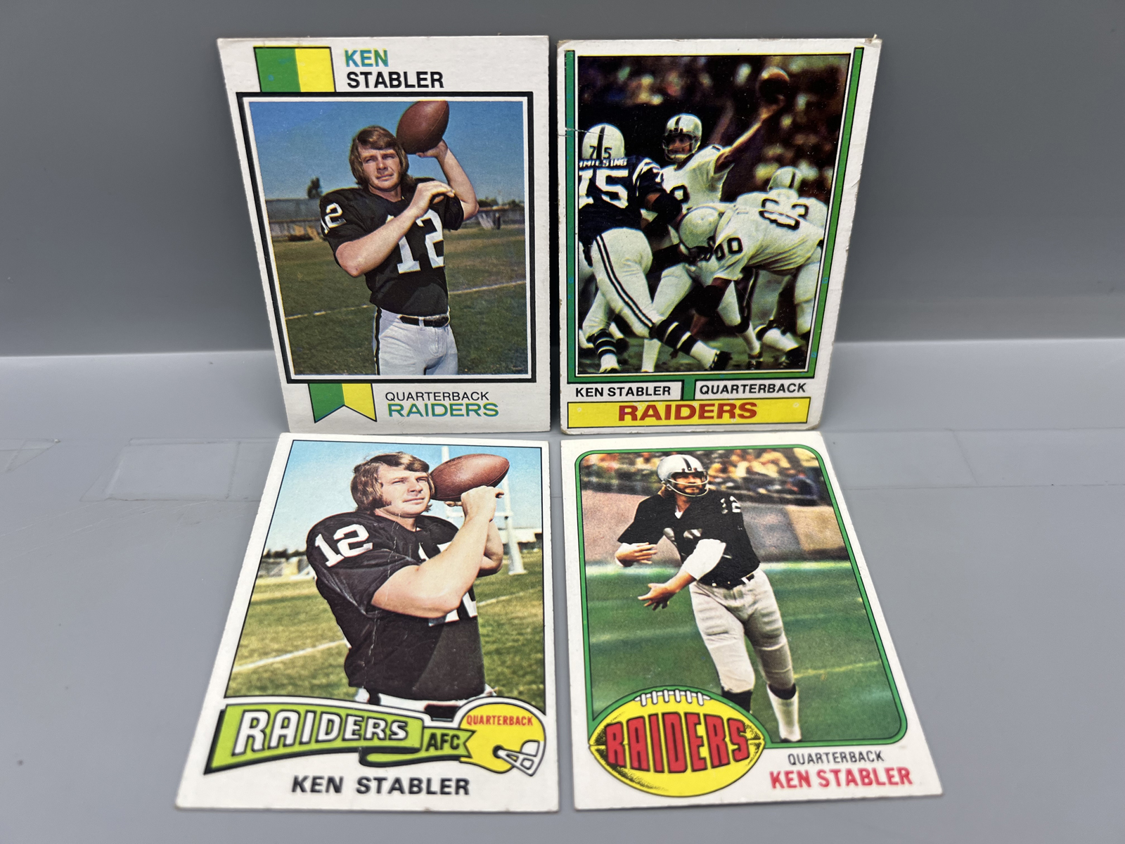 (4) 1970s Topps Ken Stabler Football Cards W/ RC - Varying Conditions