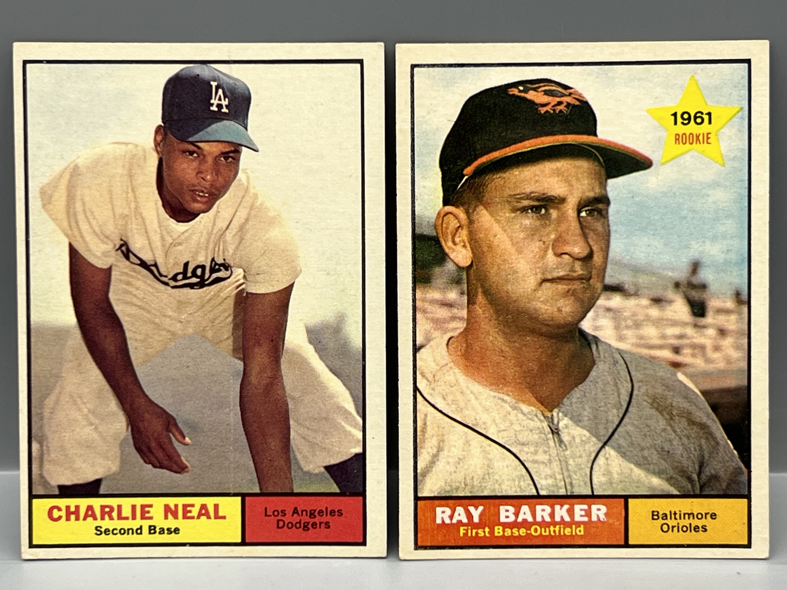 1961 Topps Charley Neal SP #423 & Ray Barker SP RC #428