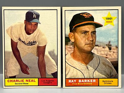 1961 Topps Charley Neal SP #423 & Ray Barker SP RC #428