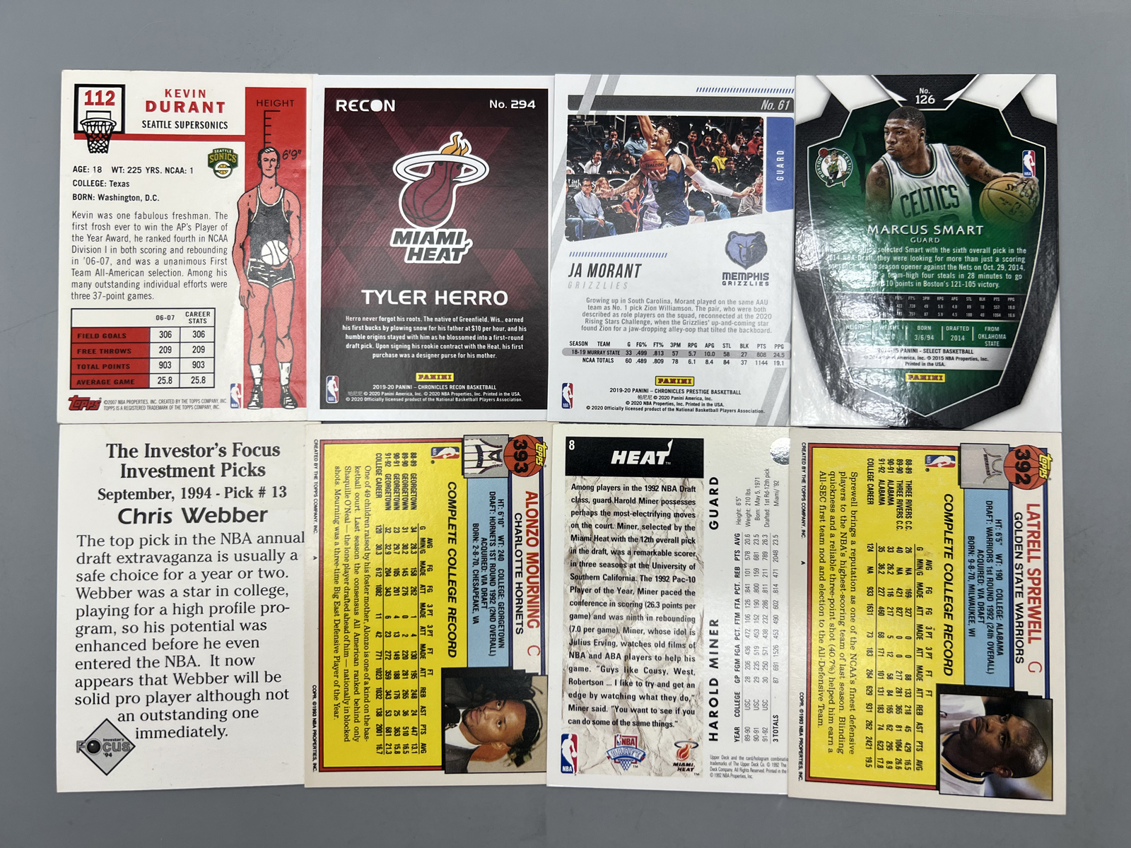(8) Basketball Star Player Rookie Cards W/ Kevin Durant RC