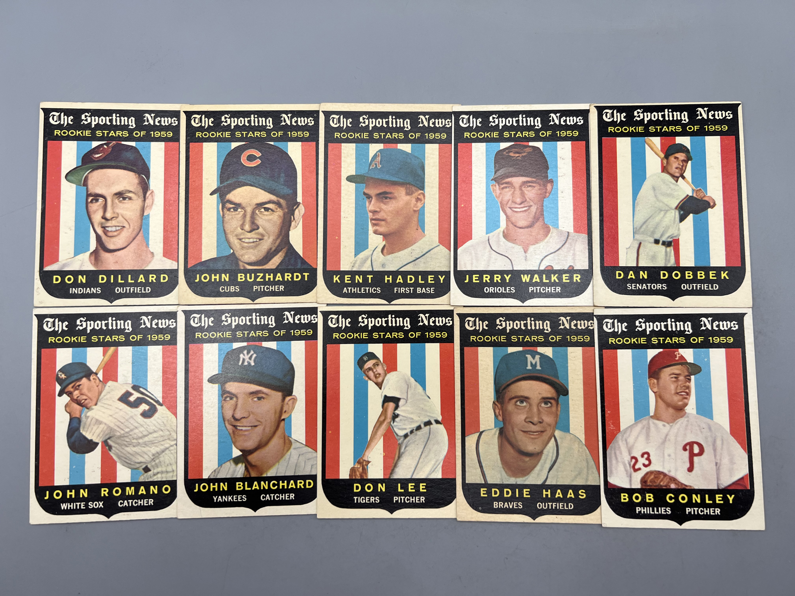 (10) 1959 Topps Baseball Rookie Cards - Varying Conditions