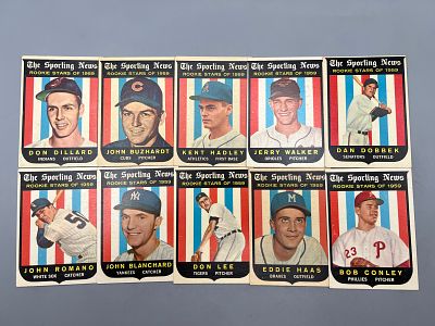 (10) 1959 Topps Baseball Rookie Cards - Varying Conditions