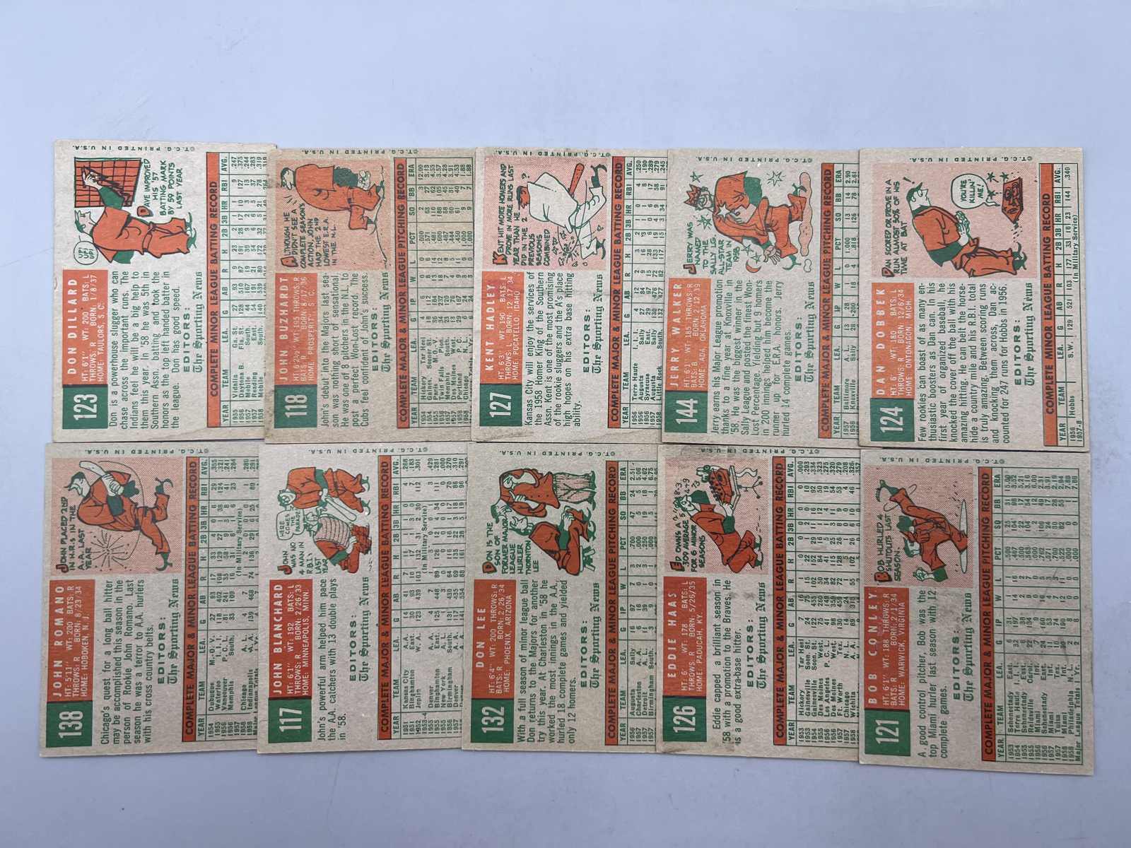 (10) 1959 Topps Baseball Rookie Cards - Varying Conditions