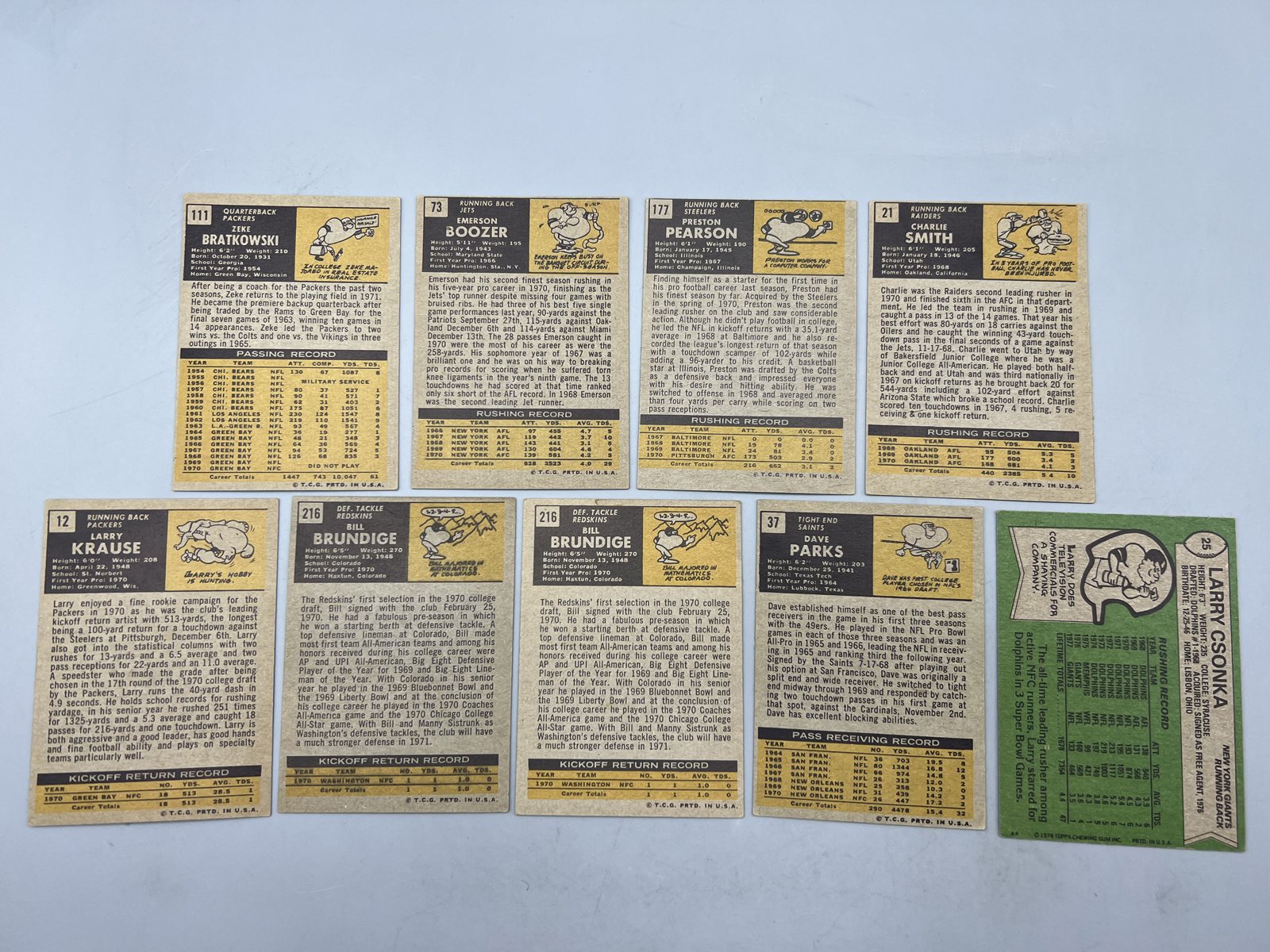 (9) 1971 & 1978 Topps Football Cards W/ Stars - Varying Conditions
