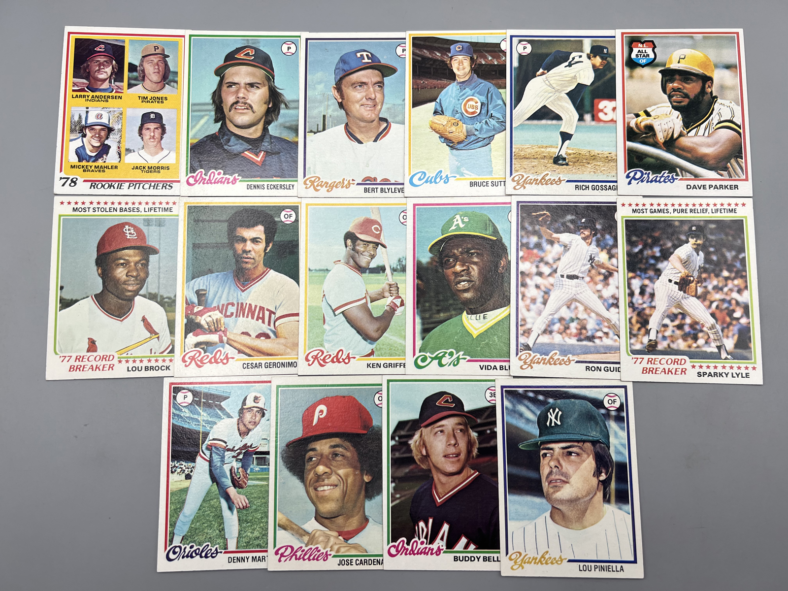 (16) 1978 Topps Baseball Star Player Cards - Varying Conditions - Jack Morris RC, Lou Brock, Dave Parker