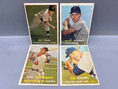 (4) 1957 Topps Baseball Cards - Varying Conditions