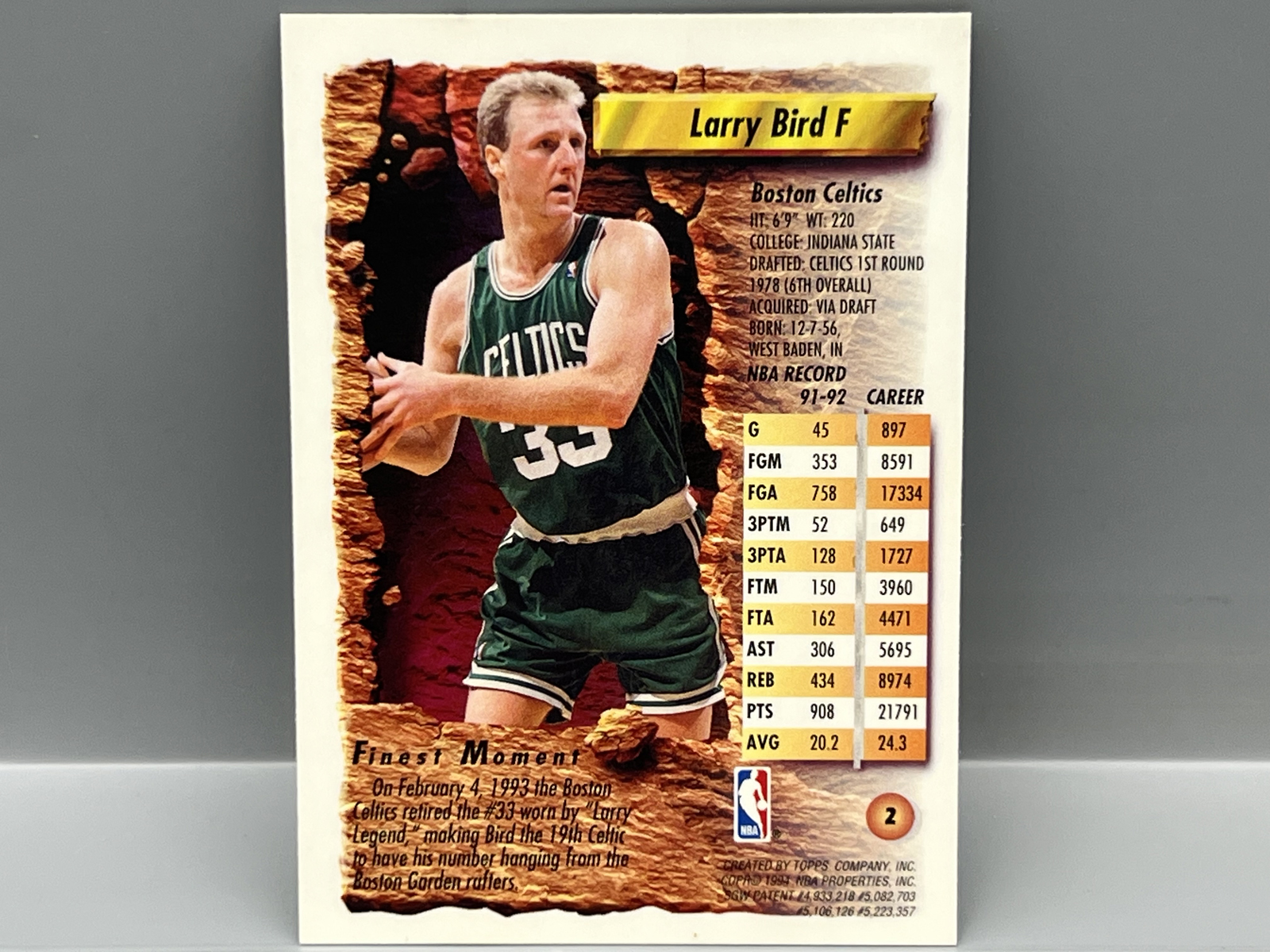 1993-94 Topps Finest Larry Bird #2