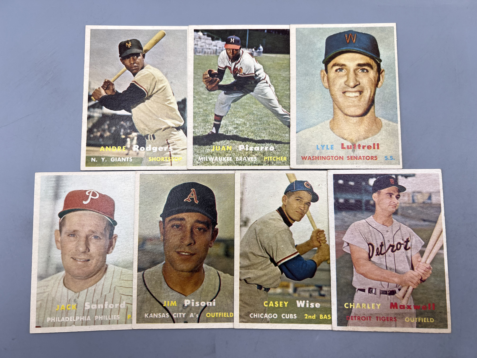 (7) 1957 Topps Baseball Cards - Varying Conditions