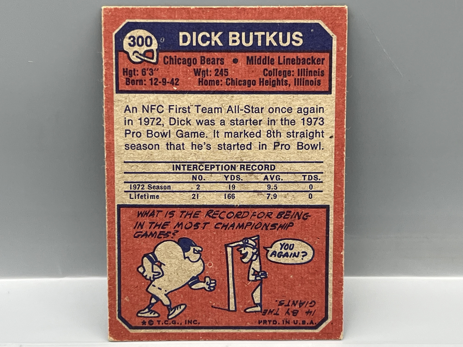 1973 Topps Dick Butkus #300