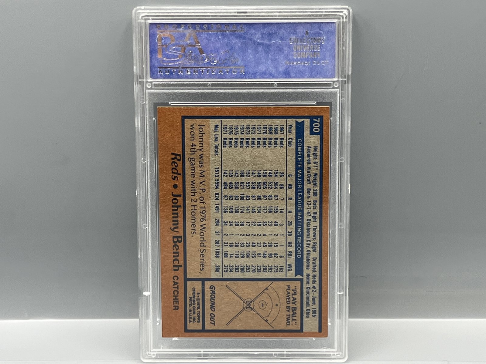 1978 Topps Johnny Bench #700 PSA EX 5