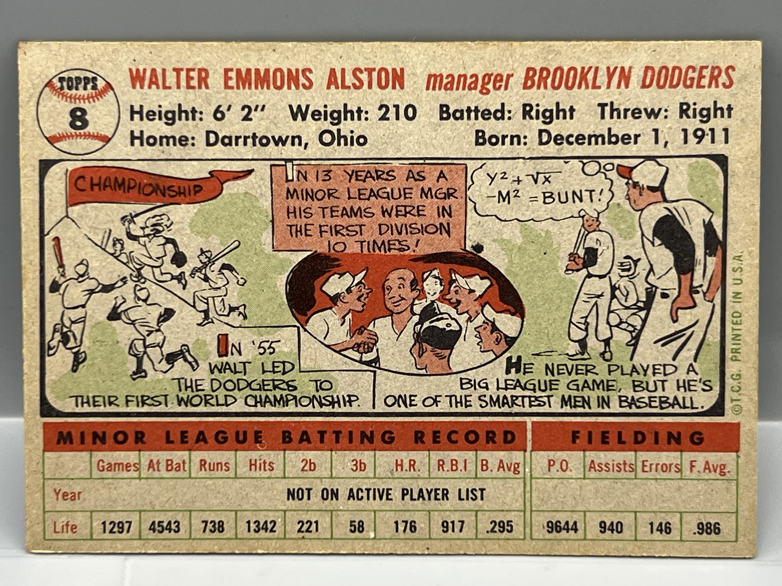 1956 Topps Walt Alston RC #8