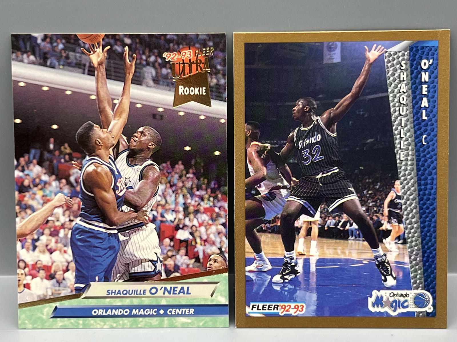 Shaquille O'Neal RC Lot of 2 - 1992-93 Fleer #401 & 1992-93 Fleer Ultra #328