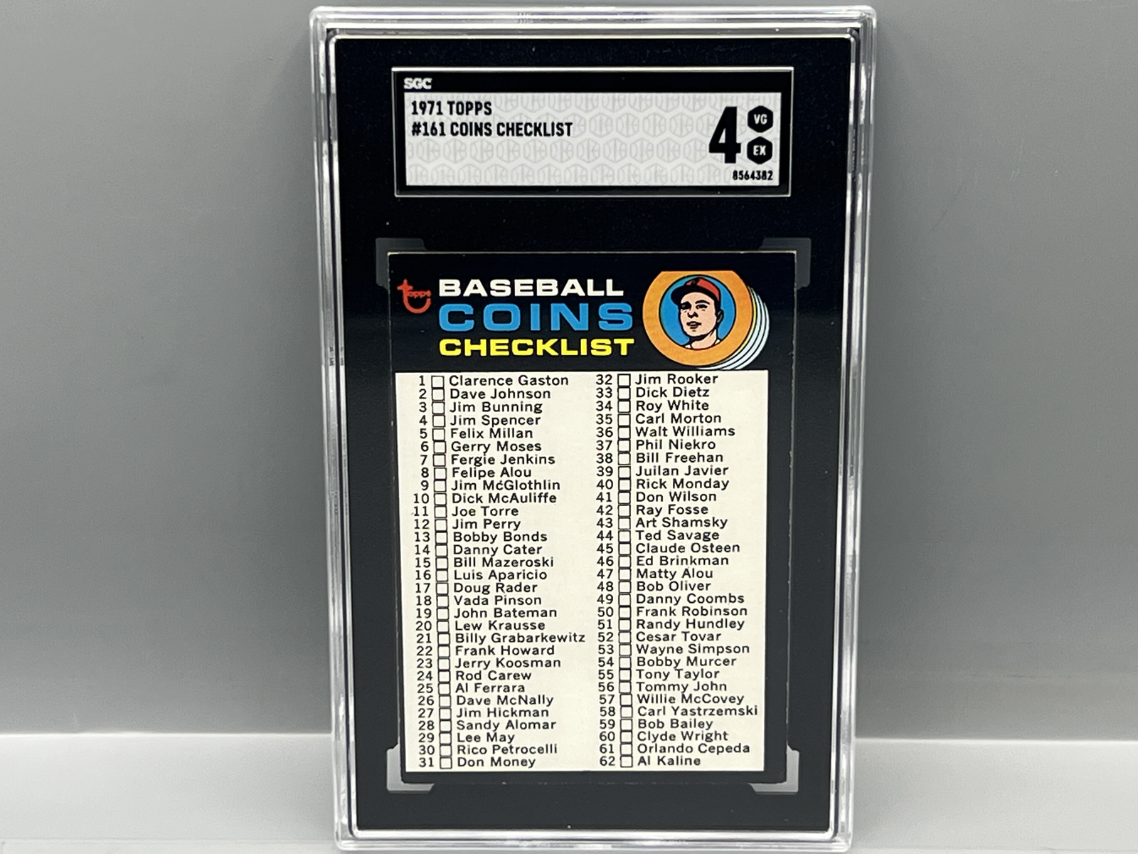 1971 Topps Baseball Coins Checklist #161 SGC VG-EX 4