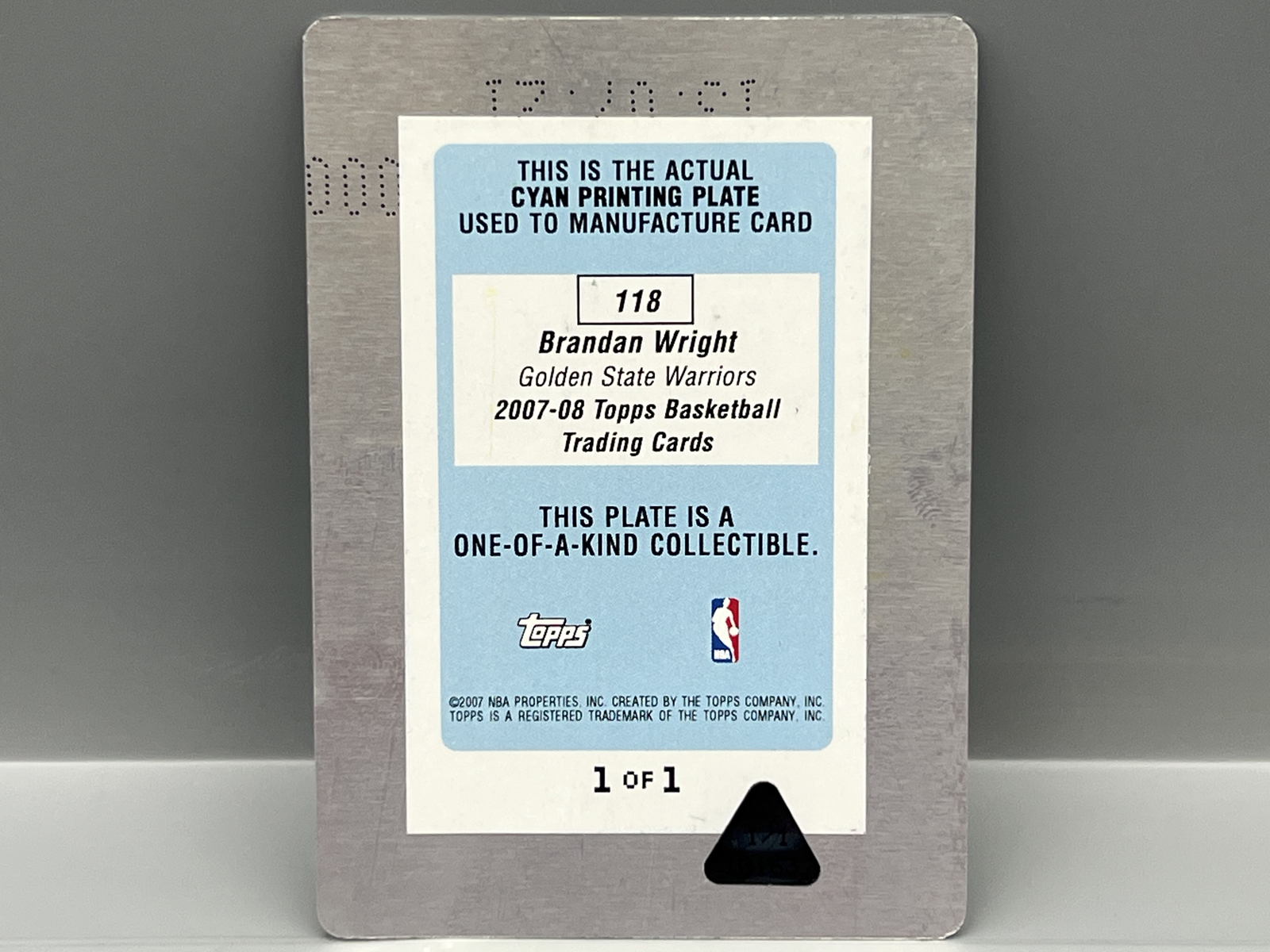 2007-08 Topps Brandan Wright RC Cyan Printing Plate #1/1