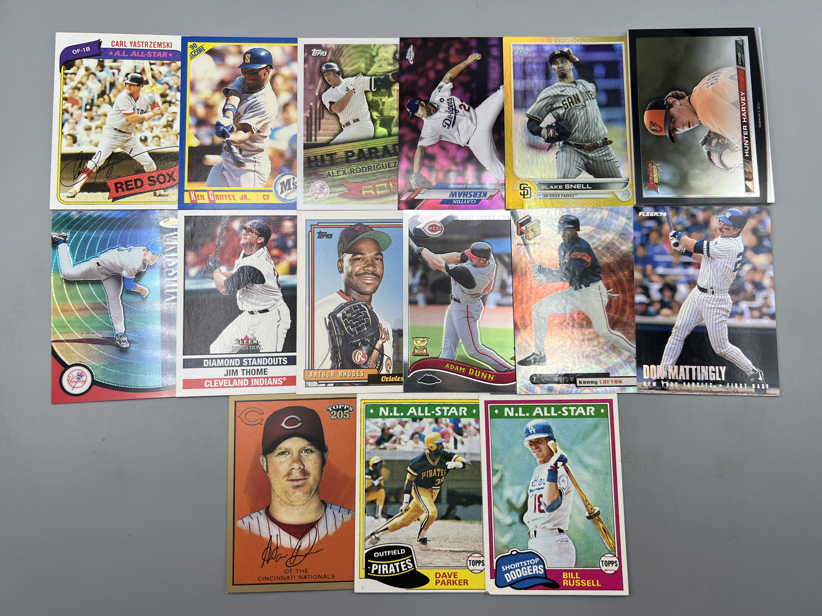 (15) Assorted Baseball Star Player Cards - Ken Griffey Jr, Alex Rodriguez, Don Mattingly